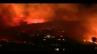 Laguna Beach Wildfire: Raw early morning helicopter video of Laguna Beach wildfire