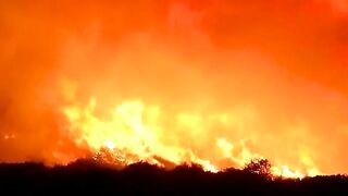 Laguna Beach Wildfire: Raw early morning helicopter video of Laguna Beach wildfire