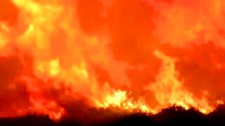 Laguna Beach Wildfire: Raw early morning helicopter video of Laguna Beach wildfire