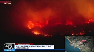 Wind-driven fire sparks in Laguna Beach