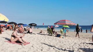 ???????? Hot Summer in Rio de Janeiro City - Brazil ☀️????️ Gorgeous Leblon Beach Walk Tour 4K