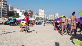 ???????? Hot Summer in Rio de Janeiro City - Brazil ☀️????️ Gorgeous Leblon Beach Walk Tour 4K