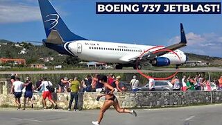 DANGEROUS JETBLAST | Boeing 737-800 Takeoff from SKIATHOS, Greece | Jetblast into Beach! [4K]