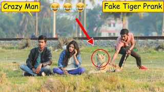 Fake Tiger vs Crazy Man Prank Video 2022 || Public So Funny Reaction With Fake Tiger...