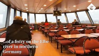 Huge wave crashes through passenger ferry windows in Germany as storms batter Europe