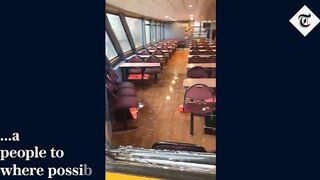 Huge wave crashes through passenger ferry windows in Germany as storms batter Europe