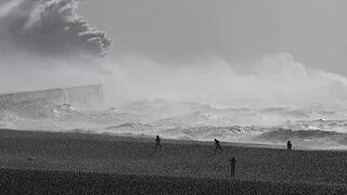 England's Newhaven beach hit by large waves as Storm Eunice batters UK