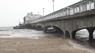 Storm Eunice blasts Bournemouth and Boscombe beach as 100mph winds lash south coast of England