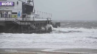 Storm Eunice blasts Bournemouth and Boscombe beach as 100mph winds lash south coast of England