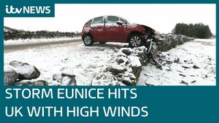 Storm Eunice: 122mph winds recorded as travel disrupted across UK and schools closed | ITV News