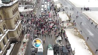 Drone Footage (4K) Freedom Convoy Canada (Ottawa) Trucker Protest