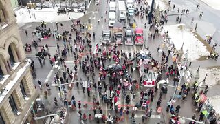 Drone Footage (4K) Freedom Convoy Canada (Ottawa) Trucker Protest