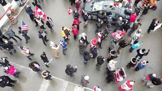 Drone Footage (4K) Freedom Convoy Canada (Ottawa) Trucker Protest