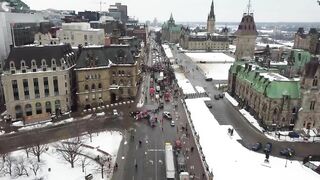 Drone Footage (4K) Freedom Convoy Canada (Ottawa) Trucker Protest