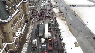 Drone Footage (4K) Freedom Convoy Canada (Ottawa) Trucker Protest