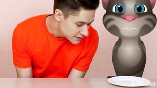 Talking Tom and Talking Angela in Real Life - Mukbang Food Challenge and Me