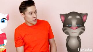 Talking Tom and Talking Angela in Real Life - Mukbang Food Challenge and Me