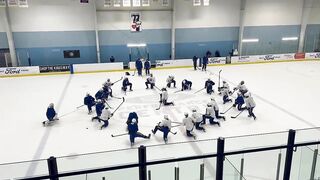 Watch now: Owen Power leads stretching at Buffalo Sabres practice