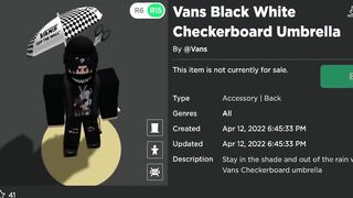 FREE ACCESSORY! HOW TO GET Vans Black & White Checkerboard Umbrella! (ROBLOX VANS WORLD EVENT)