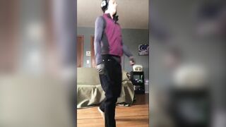 short flow in jeans [nonbinary stimming/stretching, visual, somatic, presence ASMR, no audio]