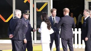 Meghan and Prince Harry arrive at the reception of the Invictus Games in The Hague | AFP