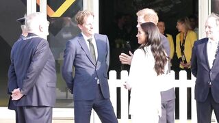 Meghan and Prince Harry arrive at the reception of the Invictus Games in The Hague | AFP