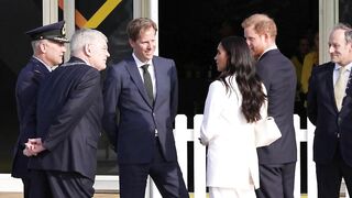 Meghan and Prince Harry arrive at the reception of the Invictus Games in The Hague | AFP