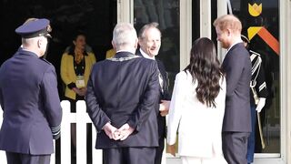 Meghan and Prince Harry arrive at the reception of the Invictus Games in The Hague | AFP