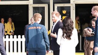 Meghan and Prince Harry arrive at the reception of the Invictus Games in The Hague | AFP