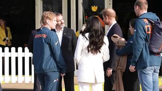 Meghan and Prince Harry arrive at the reception of the Invictus Games in The Hague | AFP