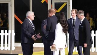 Meghan and Prince Harry arrive at the reception of the Invictus Games in The Hague | AFP