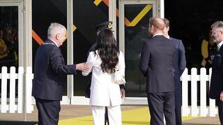 Meghan and Prince Harry arrive at the reception of the Invictus Games in The Hague | AFP