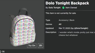 FREE ACCESSORY! HOW TO GET Dolo Tonight Backpack! (ROBLOX Dolo Tonight Concert Experience)