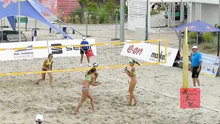 Women's Beach Volleyball Big Fight for Final Set