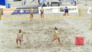 Women's Beach Volleyball Big Fight for Final Set