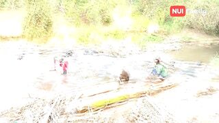 Nui and Poni went down to the stream to bathe with everyone | Nui Family