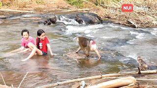 Nui and Poni went down to the stream to bathe with everyone | Nui Family