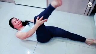 Spirituality Yoga & Gymnastics with Philippines  Girl  Stretching Legs Exercises @MBCsan vlogs