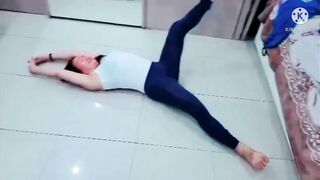 Spirituality Yoga & Gymnastics with Philippines  Girl  Stretching Legs Exercises @MBCsan vlogs