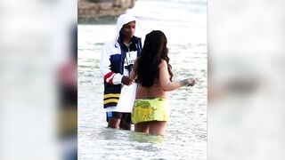 Rihanna and asap Rocky enjoy time on the beach in Barbados ????????