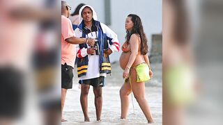 Rihanna and asap Rocky enjoy time on the beach in Barbados ????????