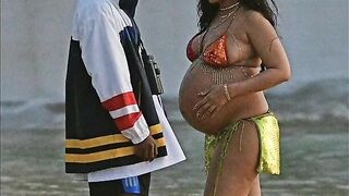 Rihanna and asap Rocky enjoy time on the beach in Barbados ????????