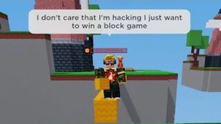 outplaying a wannabe hacker in roblox bedwars