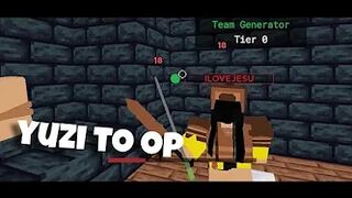 Dominating server to server using yuzi kit in roblox bedwars