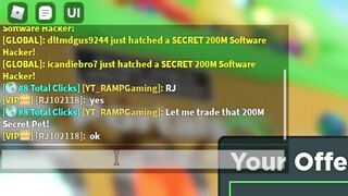 [GIVEAWAY] 200M SOFTWARE HACKER SECRET PET GIVEAWAY! Clicker Simulator New Codes! (Roblox)