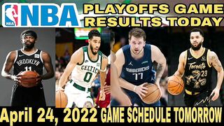 NBA STANDINGS  today As Of APRIL 24, 2022 ; NBA GAME RESULTS Today ;GAME Schedule Tomorrow