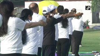 Union Railways Minister Vaishnaw takes part in Yoga session in Delhi ahead of International Yoga Day