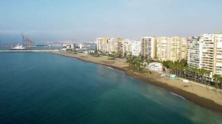 Drone View Malaga City Beach Costa del sol april 2022