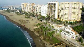 Drone View Malaga City Beach Costa del sol april 2022