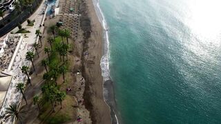 Drone View Malaga City Beach Costa del sol april 2022